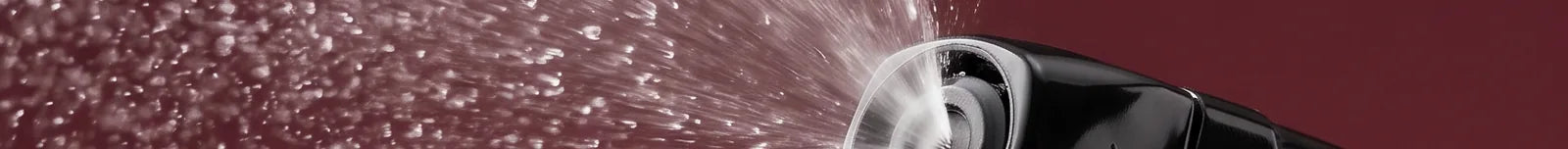 Product being sprayed, close up